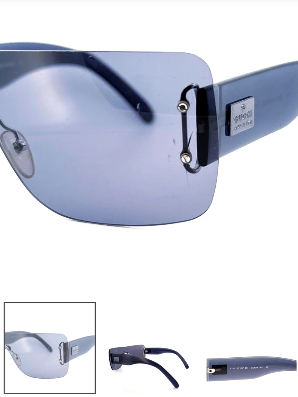 Y2k Vintage Gucci Blue Rimless Sunglasses